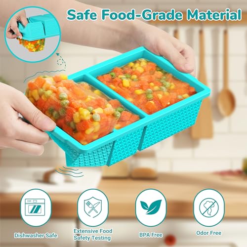 Doasuwish Silicone Freezer Trays with Lid (2-Pack), 1-Cup & 2-Cup Silicone Freezer Molds, Stackable Soup Cubes Freezer Tray with Lid for Portion Control,Food Storage & Meal Prep, Oven & Dishwasher Safe - Image 3