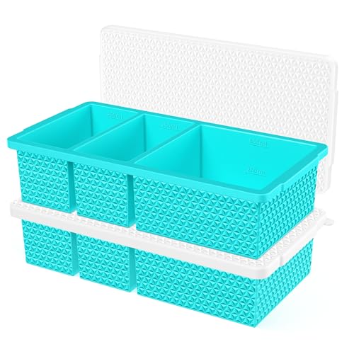 Doasuwish Silicone Freezer Trays with Lid (2-Pack), 1-Cup & 2-Cup Silicone Freezer Molds, Stackable Soup Cubes Freezer Tray with Lid for Portion Control,Food Storage & Meal Prep, Oven & Dishwasher Safe - Image 1