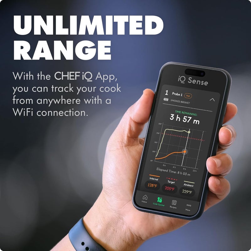 CHEF iQ Sense [2025 Model] | Smart Wireless Meat Thermometer | Ultra-Thin Probe | WiFi Unlimited Range | 1000°F Heat Safe | 5 Sensors | BBQ, Grill, Oven, Smoker, Air Fryer | Gen3 - Image 4