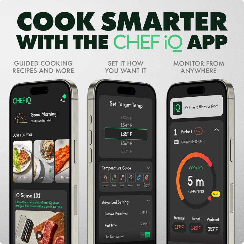 CHEF iQ Sense [2025 Model] | Smart Wireless Meat Thermometer | Ultra-Thin Probe | WiFi Unlimited Range | 1000°F Heat Safe | 5 Sensors | BBQ, Grill, Oven, Smoker, Air Fryer | Gen3 - Image 3