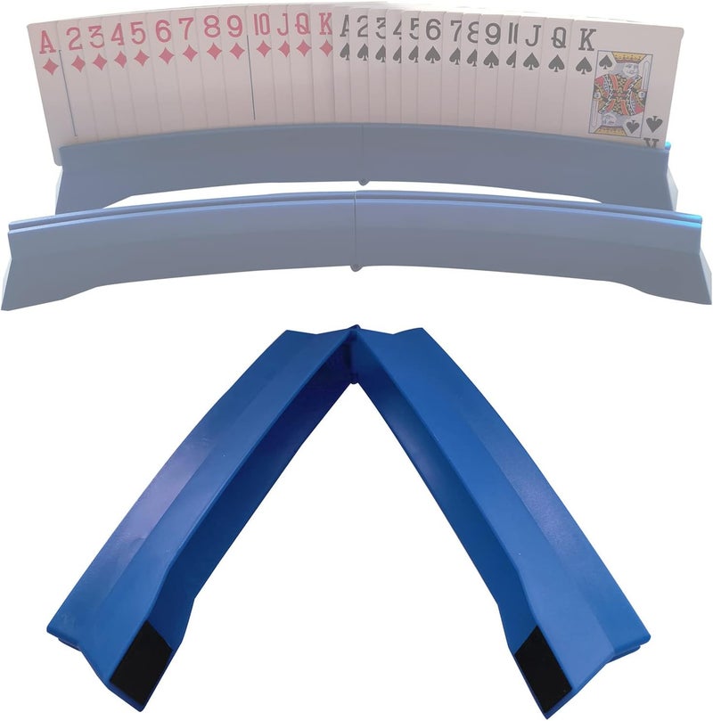 كلاراكو حامل بطاقات لعب منحني على شكل يد، مناسب لألعاب الورق لذوي الاحتياجات الخاصة، مثالي لحفلات البوكر، ومجموعات أوراق اللعب، أداة ترفيهية رائعة، لون أزرق - Image 2