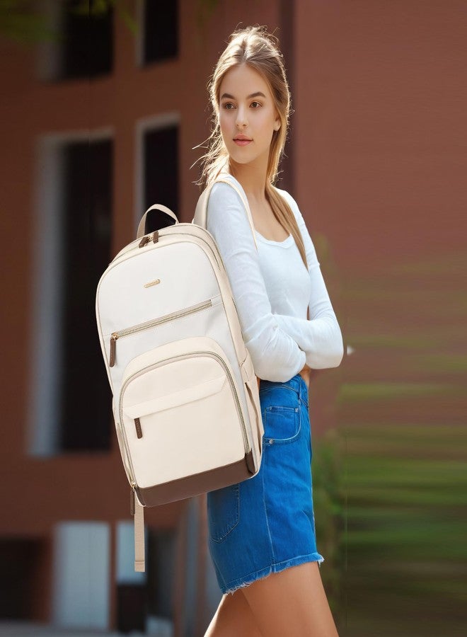 TENSTAR Laptop Backpack for Women, Computer Backpack Fit 16 Inch Notebook, Large Capacity College Backpack Bookbag Casual Daypack for Travel, Apricot - Image 2