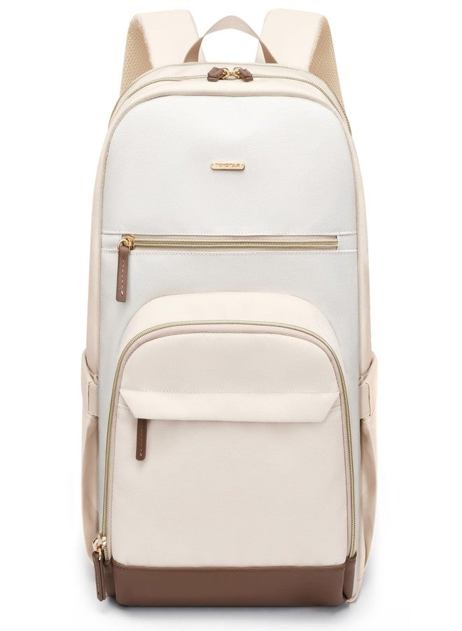 TENSTAR Laptop Backpack for Women, Computer Backpack Fit 16 Inch Notebook, Large Capacity College Backpack Bookbag Casual Daypack for Travel, Apricot - Image 1