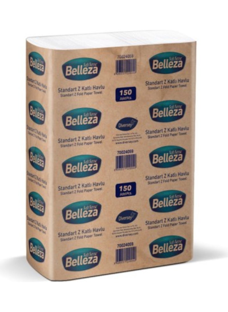 BELLEZA - Standard Z Fold Paper Towel 20,5X21,5 cm 150' Pack of 12 - Image 1