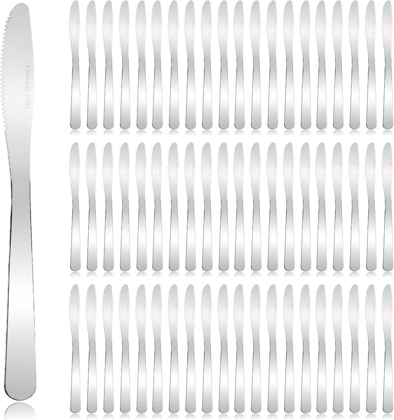 SENONAPO 160 Pcs Stainless Steel Dinner Knives 8.3 Inches Butter Knife, long-lasting Silverware Spreader Knives for Steak, Table, Kitchen, Home, and Restaurant (Silver) - Image 1