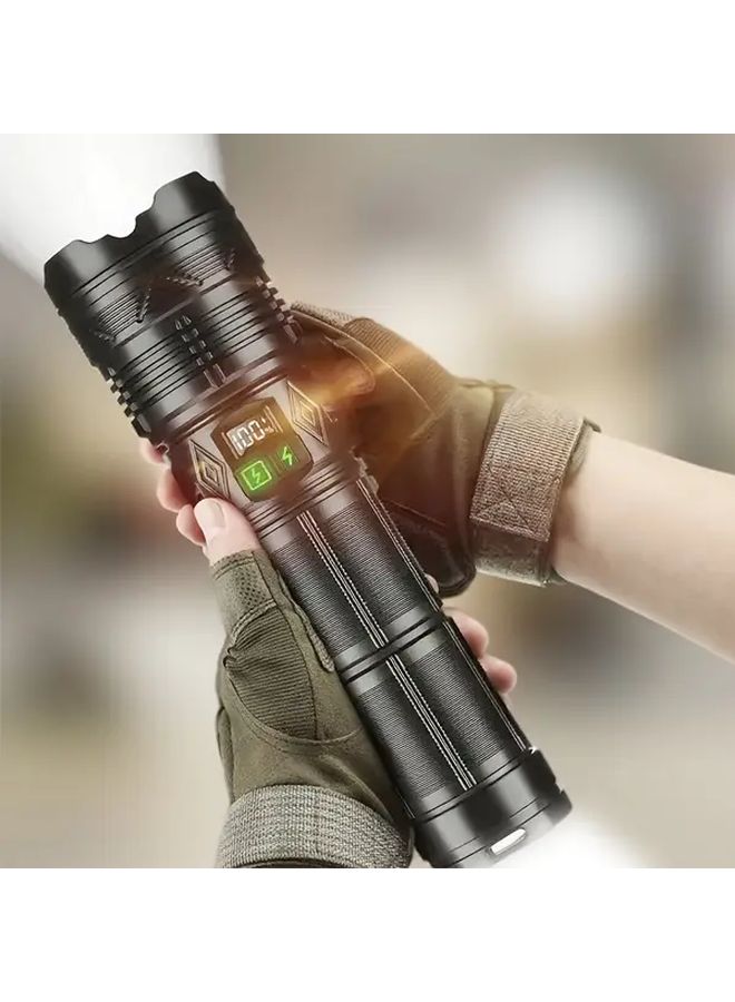 Black Dual Head Portable Flashlight Long Range Searchlight For Outdoor Emergency - Image 3