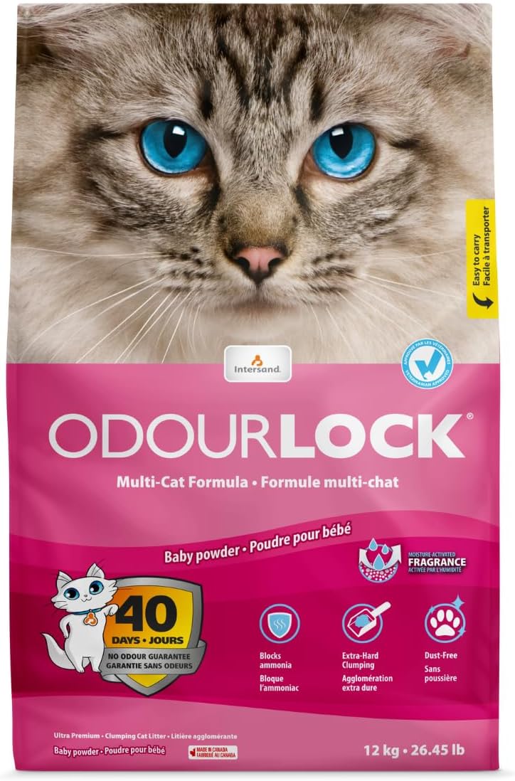 ODOURLOCK Cat Litter, 12KG, Baby Powder Scent, Pack of 1 - Image 1