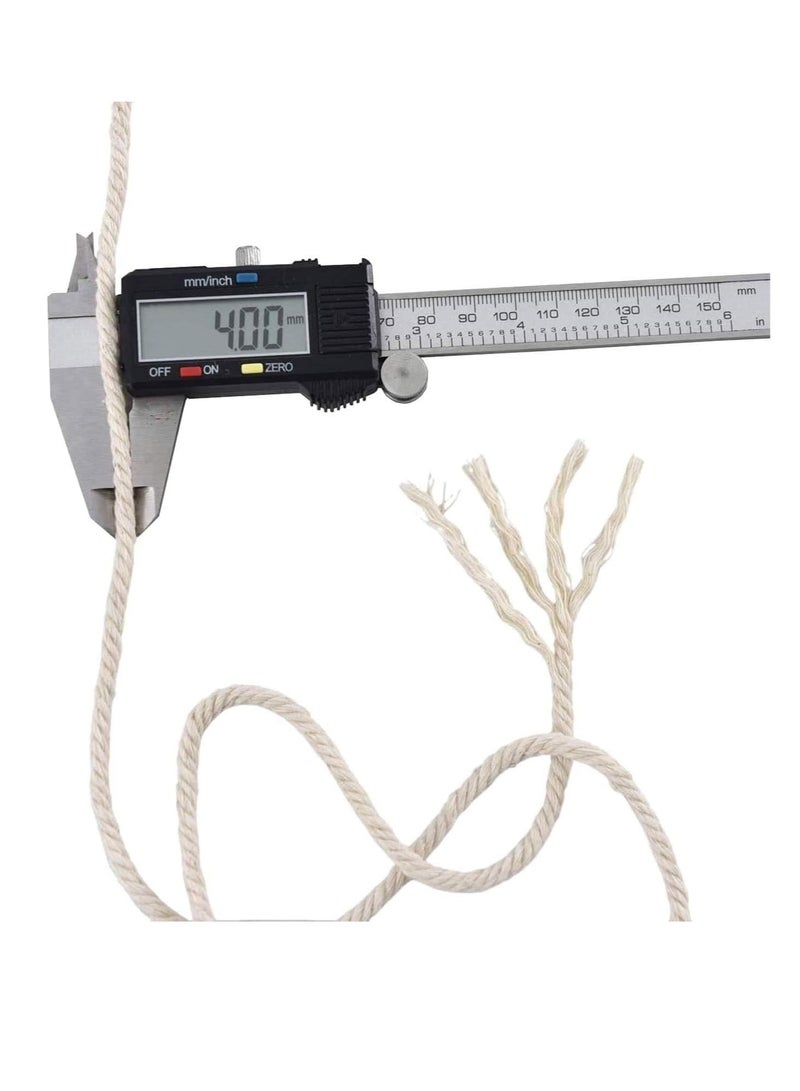 بريميفي حبل من القطن الأبيض بطول 4 مم، حبل قطني طويل متين وطبيعي (4 مم × 50 مترًا) - Image 3