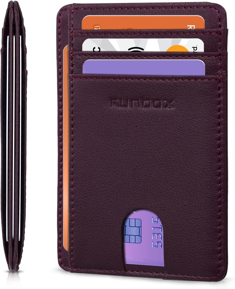 RUNBOX Slim ID Cases Minimalist Front Pocket RFID Blocking Leather Wallets for Men and Women Card Holder Wallets Gifts for men - Image 1