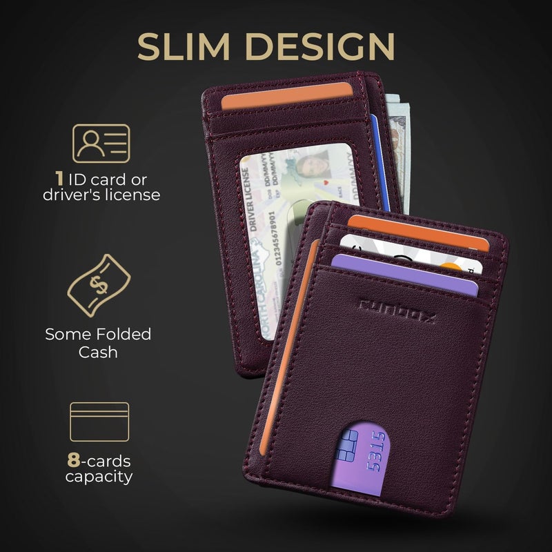 RUNBOX Slim ID Cases Minimalist Front Pocket RFID Blocking Leather Wallets for Men and Women Card Holder Wallets Gifts for men - Image 3