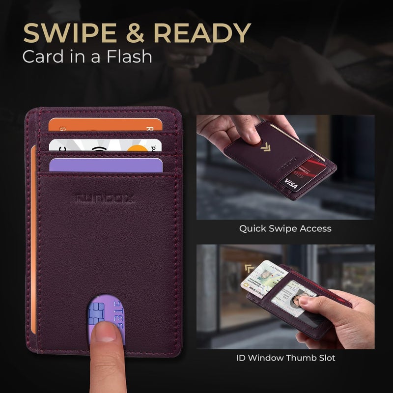 RUNBOX Slim ID Cases Minimalist Front Pocket RFID Blocking Leather Wallets for Men and Women Card Holder Wallets Gifts for men - Image 5