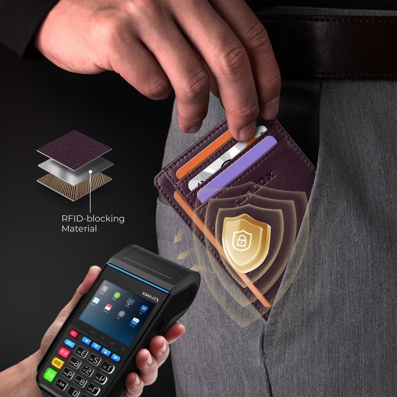 RUNBOX Slim ID Cases Minimalist Front Pocket RFID Blocking Leather Wallets for Men and Women Card Holder Wallets Gifts for men - Image 4