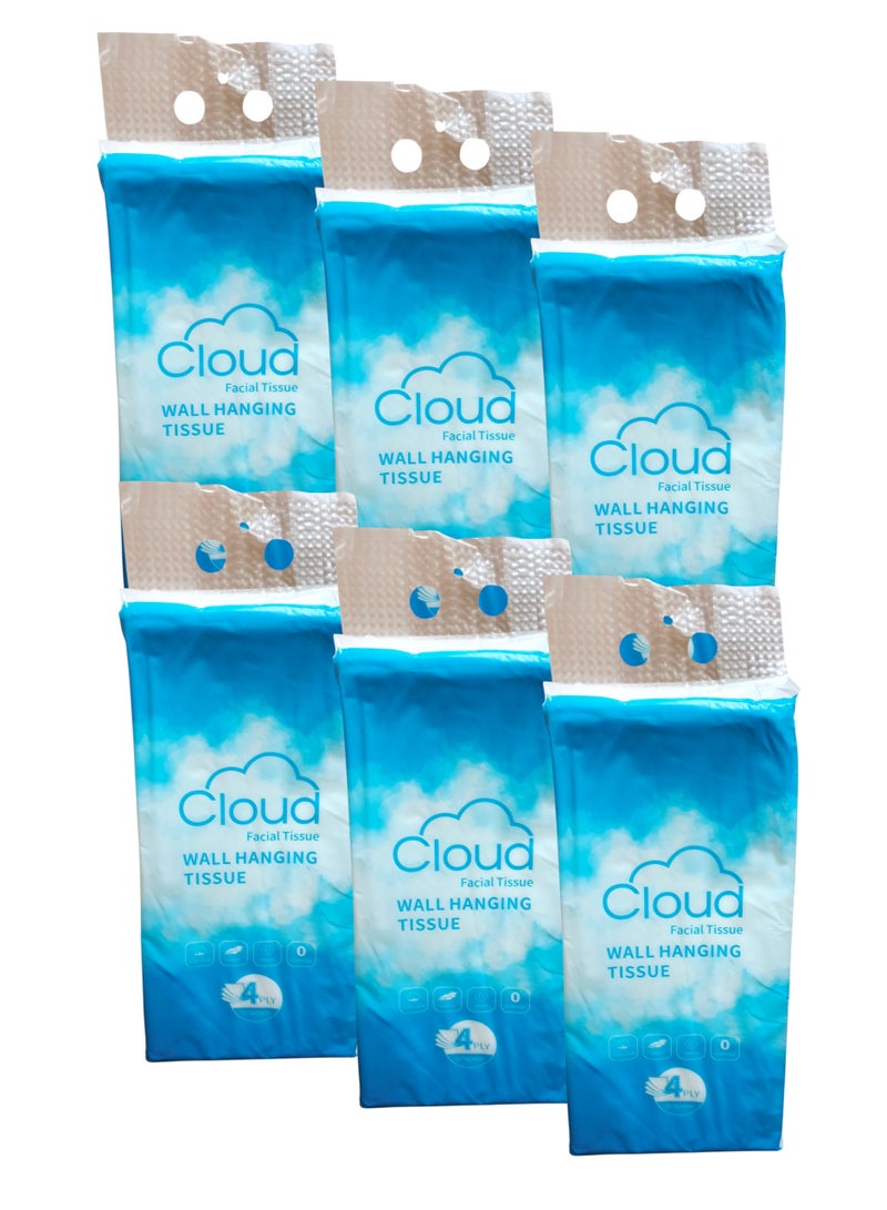 كلاود 6 عبوات من مناديل معلقة على الحائط مكونة من 4 طبقات تحتوي كل عبوة على 1200 منديل - Image 3
