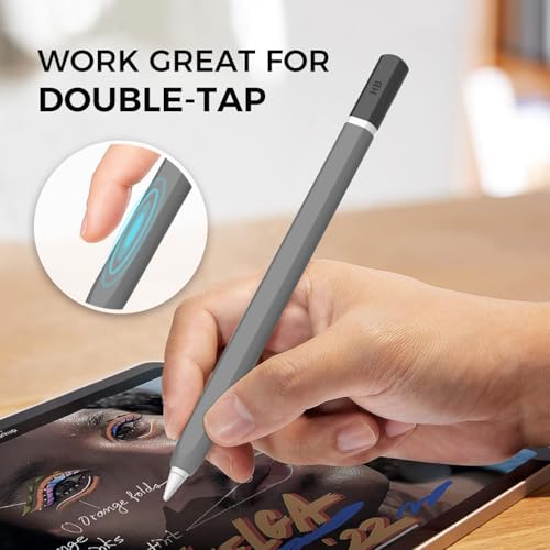 TRONWIN Apple Pencil Pro case,Classic Pencil Design Cover,Silicone Apple Pencil 2nd Generation case,Perfect Grip Apple Pencil Pro Sleeve (Grey) - Image 5