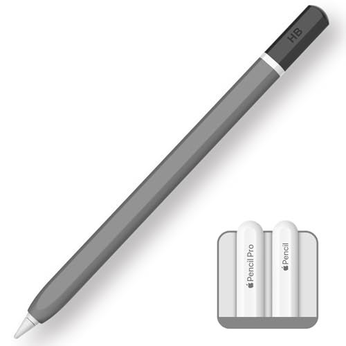 TRONWIN Apple Pencil Pro case,Classic Pencil Design Cover,Silicone Apple Pencil 2nd Generation case,Perfect Grip Apple Pencil Pro Sleeve (Grey) - Image 1