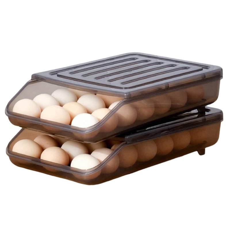Voxmix Egg Holder for Refrigerator 36 Egg StorageAutomatic Rolling Egg Container for Refrigerator Clear Plastic Egg Storage Container Bin Egg Tray for Refrigerator Large Capacity 2 Layer - Image 1