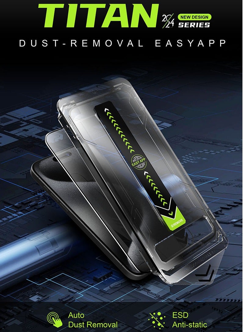 زيجفريند 2 حماية شاشة شفاف، iPhone 15/16 سهل التركيب جودة عالية، صلابة 9H، درجة أولى A++ احمِ شاشة هاتفك واقي بأعلى معايير الجودة مع لزقة زجاجية شفافة، بتصميم مخصص وتركيب فائق الدقة والسهولة، باستخدام إطار محاذاة ذكي يضمن لك تثبيتًا دقيقًا وخاليًا من الفقاعات بلمسة واحدة. مصنوعة من زجاج أساهي الياباني المقوّى، المجتاز لأعلى اختبار للصلابة بدرجة 9H، والحاصل على أعلى تصنيف للجودة A++، لتوفير حماية طويلة الأمد ووضوح عالٍ دون التأثير على استجابة اللمس. يدعم حساسية اللمس الكاملة، ومضاد لبصمات الأصابع، ويوفر شفافية فائقة ولمسًا طبيعيًا. مزود بإطار أسود أنيق. - Image 2