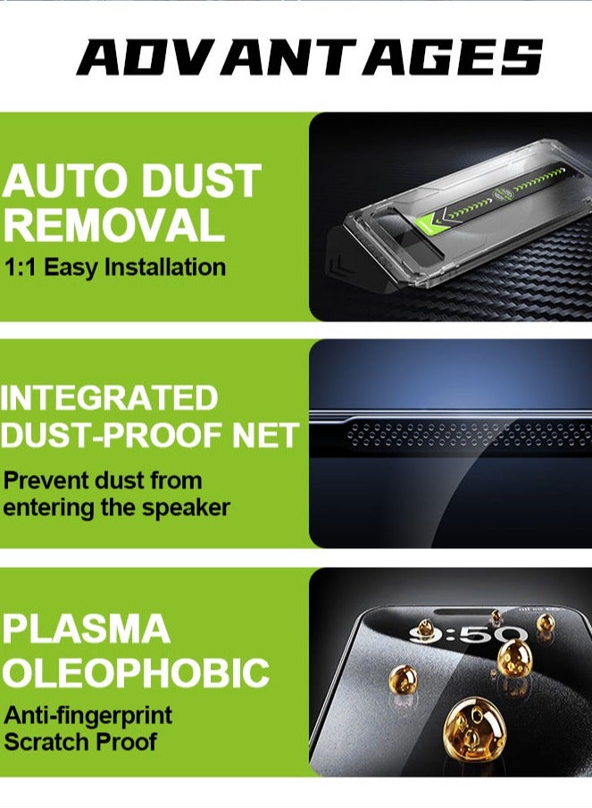 زيجفريند 2 حماية شاشة شفاف، iPhone 15/16 سهل التركيب جودة عالية، صلابة 9H، درجة أولى A++ احمِ شاشة هاتفك واقي بأعلى معايير الجودة مع لزقة زجاجية شفافة، بتصميم مخصص وتركيب فائق الدقة والسهولة، باستخدام إطار محاذاة ذكي يضمن لك تثبيتًا دقيقًا وخاليًا من الفقاعات بلمسة واحدة. مصنوعة من زجاج أساهي الياباني المقوّى، المجتاز لأعلى اختبار للصلابة بدرجة 9H، والحاصل على أعلى تصنيف للجودة A++، لتوفير حماية طويلة الأمد ووضوح عالٍ دون التأثير على استجابة اللمس. يدعم حساسية اللمس الكاملة، ومضاد لبصمات الأصابع، ويوفر شفافية فائقة ولمسًا طبيعيًا. مزود بإطار أسود أنيق. - Image 5