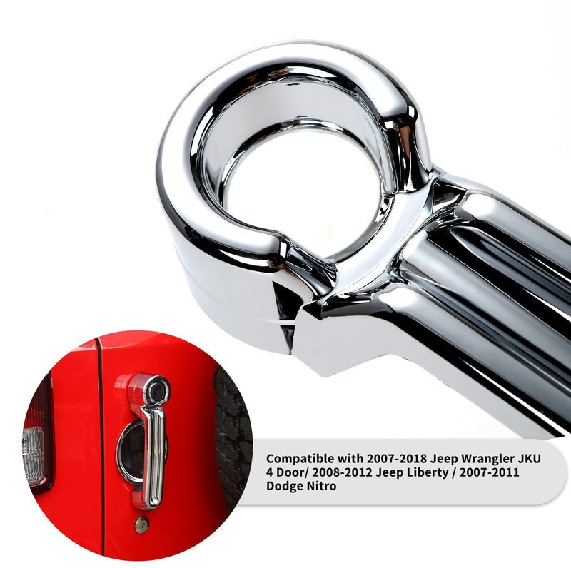 SQQP غطاء مقبض الباب وغطاء الباب الخلفي من SQQP، 5 قطع ملحقات مقابض الباب الخارجية لجيب رانجلر JKU 4-Door (كروم) 2007-2018 - Image 4