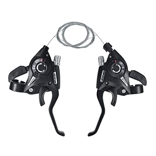 FOMTOR 3x7 Speed Shifte and 3x8 Speed Bicycle Brake Levers Shifter Set, Left Right Brake Lever Shifter Kits with Gear Indicator, Replacement with Shift Cables for Moutain Bike Road Bike, MTB (7 Speed) - Image 1