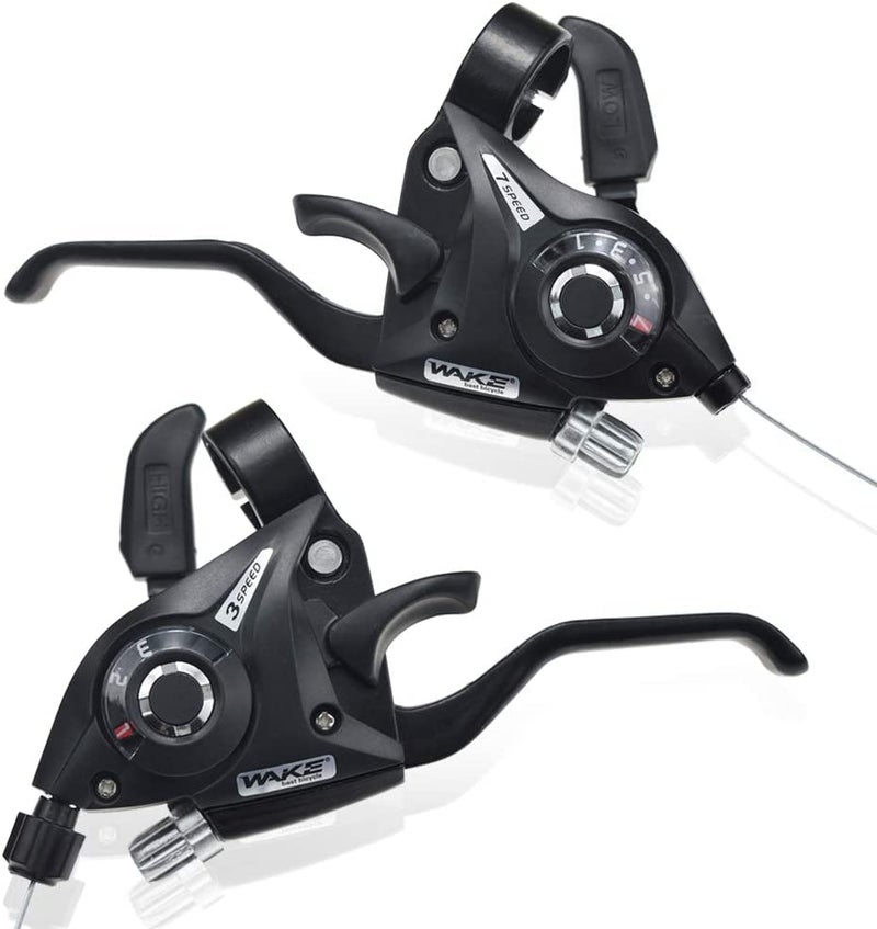 FOMTOR 3x7 Speed Shifte and 3x8 Speed Bicycle Brake Levers Shifter Set, Left Right Brake Lever Shifter Kits with Gear Indicator, Replacement with Shift Cables for Moutain Bike Road Bike, MTB (7 Speed) - Image 4