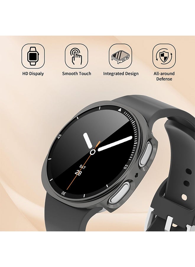 1 Pack Screen Protector Case for Samsung Galaxy Watch 8 44mm, Hard PC Bumper + HD Anti-Fog Tempered Glass Protective Film, Protective Cover for Galaxy Watch 8 Accessories, Titanium Gray - Image 4