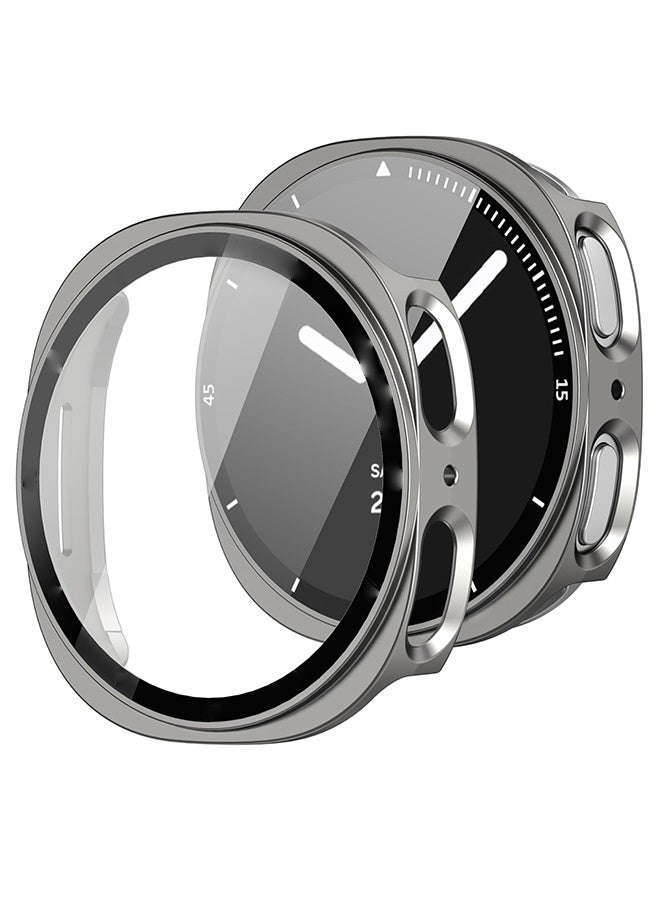1 Pack Screen Protector Case for Samsung Galaxy Watch 8 44mm, Hard PC Bumper + HD Anti-Fog Tempered Glass Protective Film, Protective Cover for Galaxy Watch 8 Accessories, Titanium Gray - Image 1