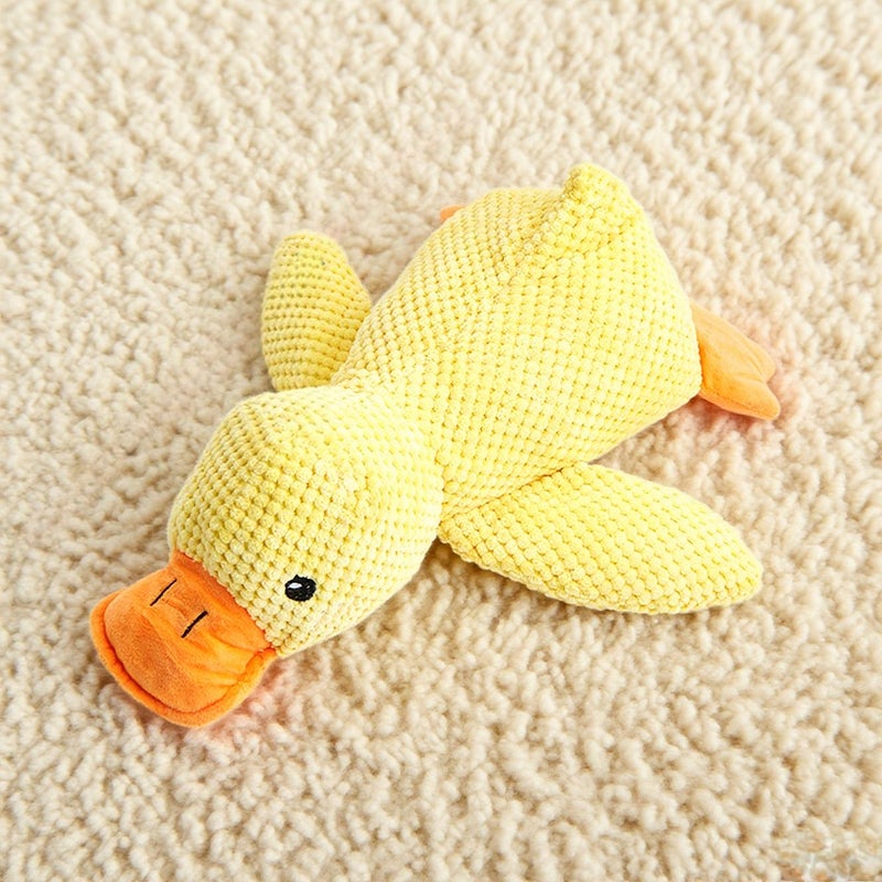 Interactive Yellow Duck Plush Toy with Squeak, Chew-Resistant Dog Toy - Image 1