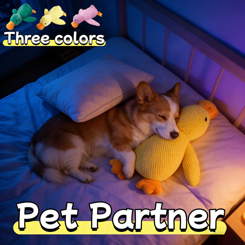Interactive Yellow Duck Plush Toy with Squeak, Chew-Resistant Dog Toy - Image 2