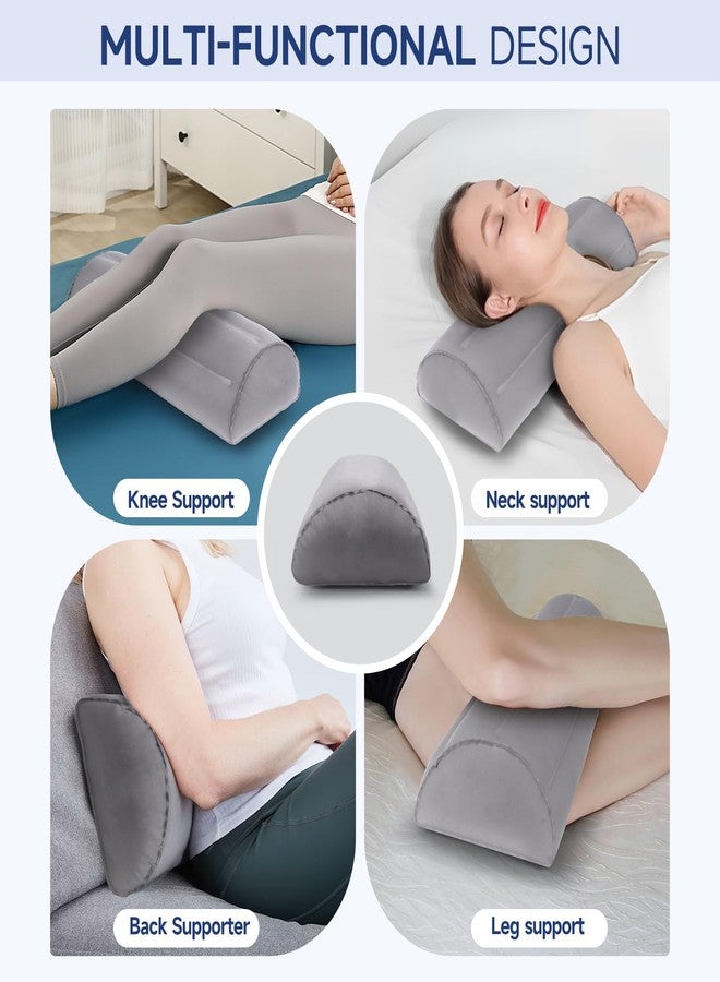Potelane Inflatable Bolster Pillow for Legs, Knees & Back - Lightweight,Half Moon Support Cushion for Sleeping & Travel - Soft Milk Fiber & TPU - Adjustable Lumbar, Knee & Ankle Support 51x21x12cm - Image 3