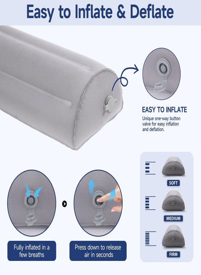 Potelane Inflatable Bolster Pillow for Legs, Knees & Back - Lightweight,Half Moon Support Cushion for Sleeping & Travel - Soft Milk Fiber & TPU - Adjustable Lumbar, Knee & Ankle Support 51x21x12cm - Image 4