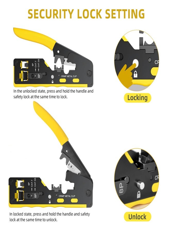 هاندسكيت مجموعة أدوات تجعيد كابلات RJ45 ذات المرور عبر شبكة إيثرنت، وأداة تثقيب، وقاطع لتجريد الأسلاك، وأداة تجعيد لموصلات CAT5/CAT6/CAT7 rj45 مع رؤوس كريستالية للاختبار - Image 4
