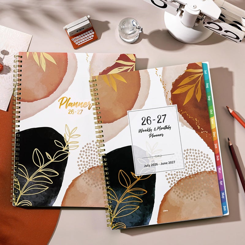 Vindora 2026-2027 Weekly and Monthly Planner/Calendar - Academic Planner 2026-2027, JUL 2026 to JUN 2027, 12 Colorful Tabs, 9" x 11" Twin-Wire Binding, Inner Pocket - Image 2
