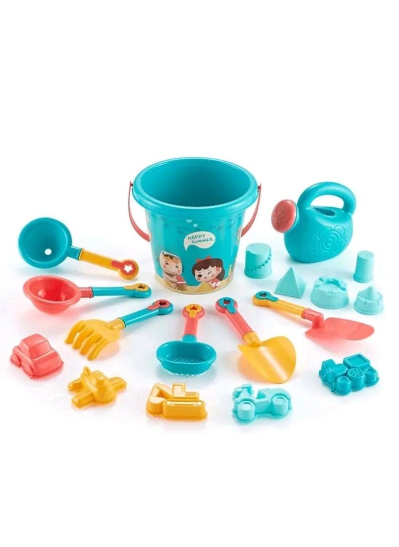 Fanski - 18-Piece Kids Beach Sand Toys Set,Multifunctional and Versatile Sand Castle Toys,Sandbox Toys with Bucket,Shovel,Rake,Sifter,Watering Can,Beach Toys for Kids Boys Girls - Image 1