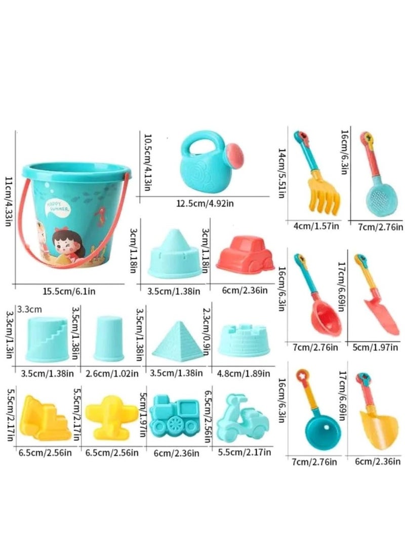 Fanski - 18-Piece Kids Beach Sand Toys Set,Multifunctional and Versatile Sand Castle Toys,Sandbox Toys with Bucket,Shovel,Rake,Sifter,Watering Can,Beach Toys for Kids Boys Girls - Image 1