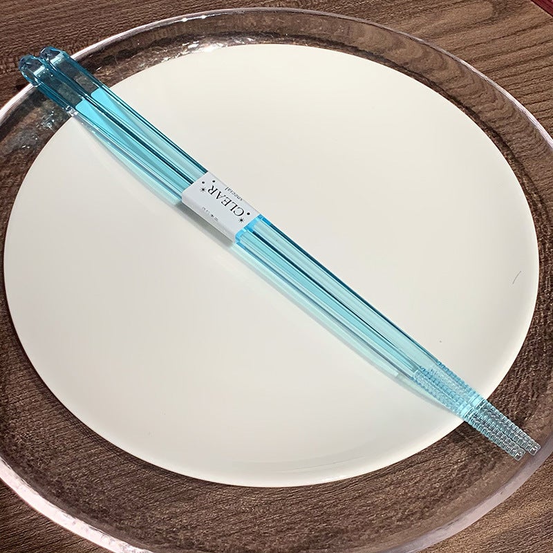 Chopsticks Worms With Transparent Crystal Texte Chopsticks Dishwasher Available Pointed Non-Slip Chopsticks High Beauty Value Couple Chopsticks - Image 1