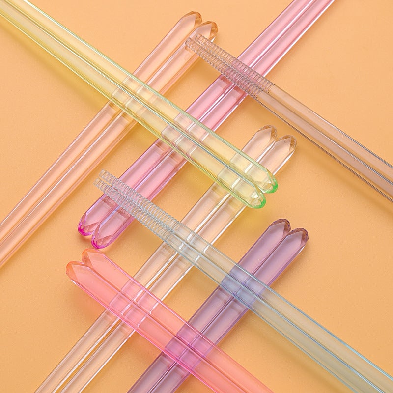 Chopsticks Worms With Transparent Crystal Texte Chopsticks Dishwasher Available Pointed Non-Slip Chopsticks High Beauty Value Couple Chopsticks - Image 5