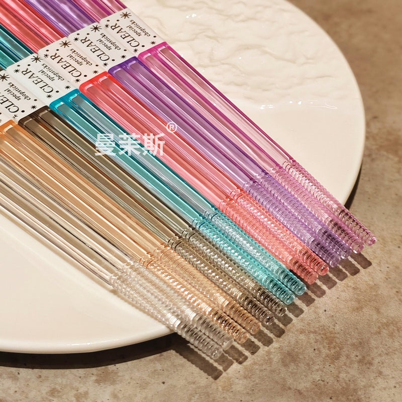 Chopsticks Worms With Transparent Crystal Texte Chopsticks Dishwasher Available Pointed Non-Slip Chopsticks High Beauty Value Couple Chopsticks - Image 4