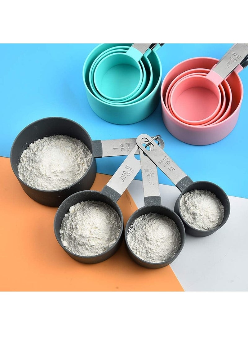 8 pcs measuring cups,reusable measuring spoons and cups baking measuring cups and spoons measuring cups for baking stainless steel measuring cups and spoons sets for baking MULTI COLOUR