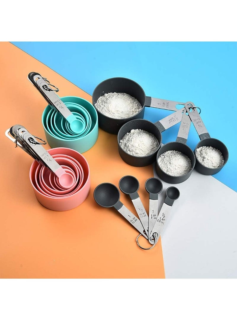 8 pcs measuring cups,reusable measuring spoons and cups baking measuring cups and spoons measuring cups for baking stainless steel measuring cups and spoons sets for baking MULTI COLOUR