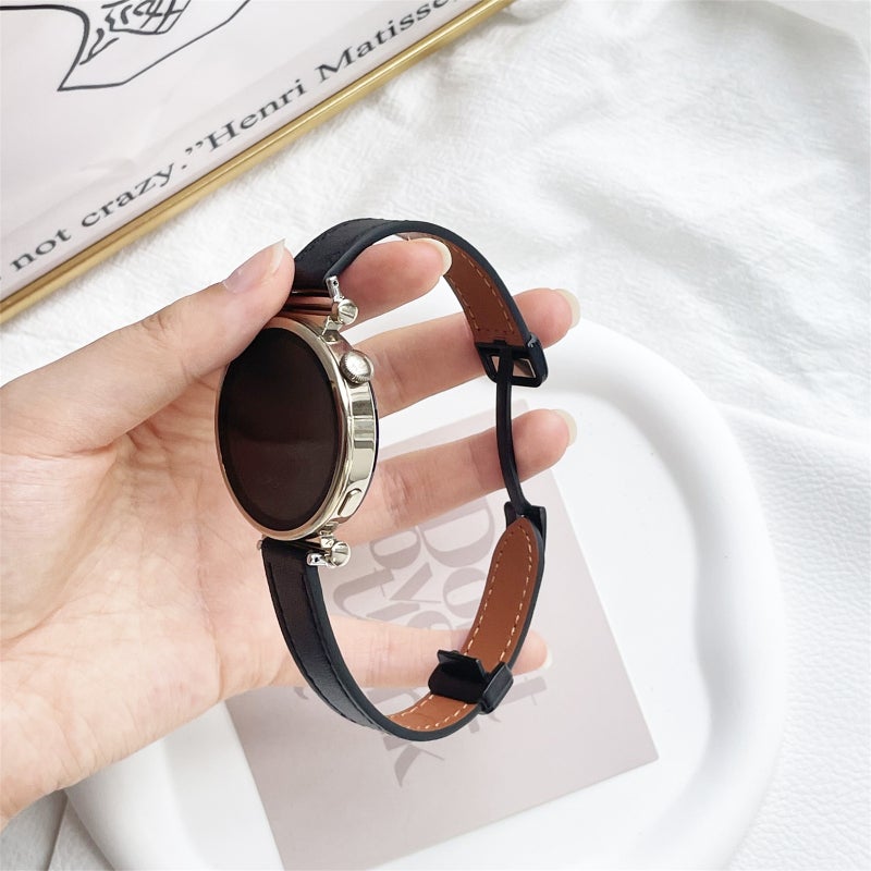 إيروريكس لساعة Amazfit Bip U Slim بمشبك مغناطيسي 20 مم من الجلد المصنوع من الألياف الدقيقة (أسود) - Image 3