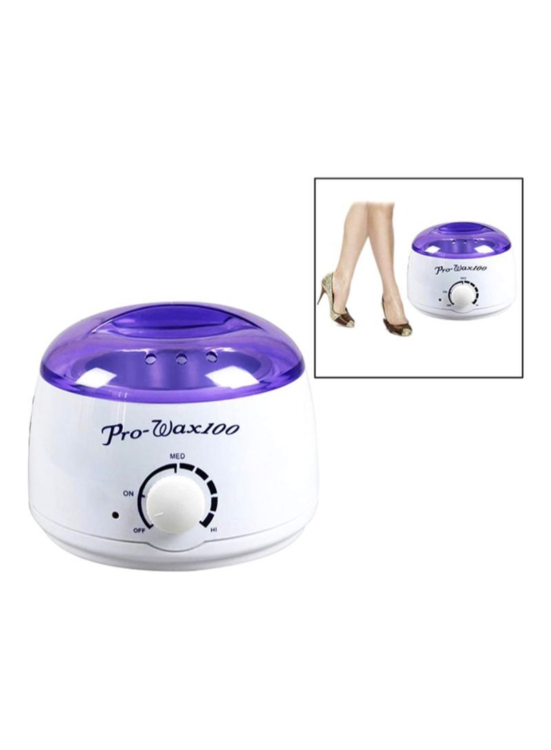 Pro Wax 100 طقم إزالة الشعر الكهربائي المحمول للوجه والجسم للواكس في السبا أو الواكس الذاتي في المنزل للفتيات والنساء والرجال أبيض/بنفسجي - Image 1