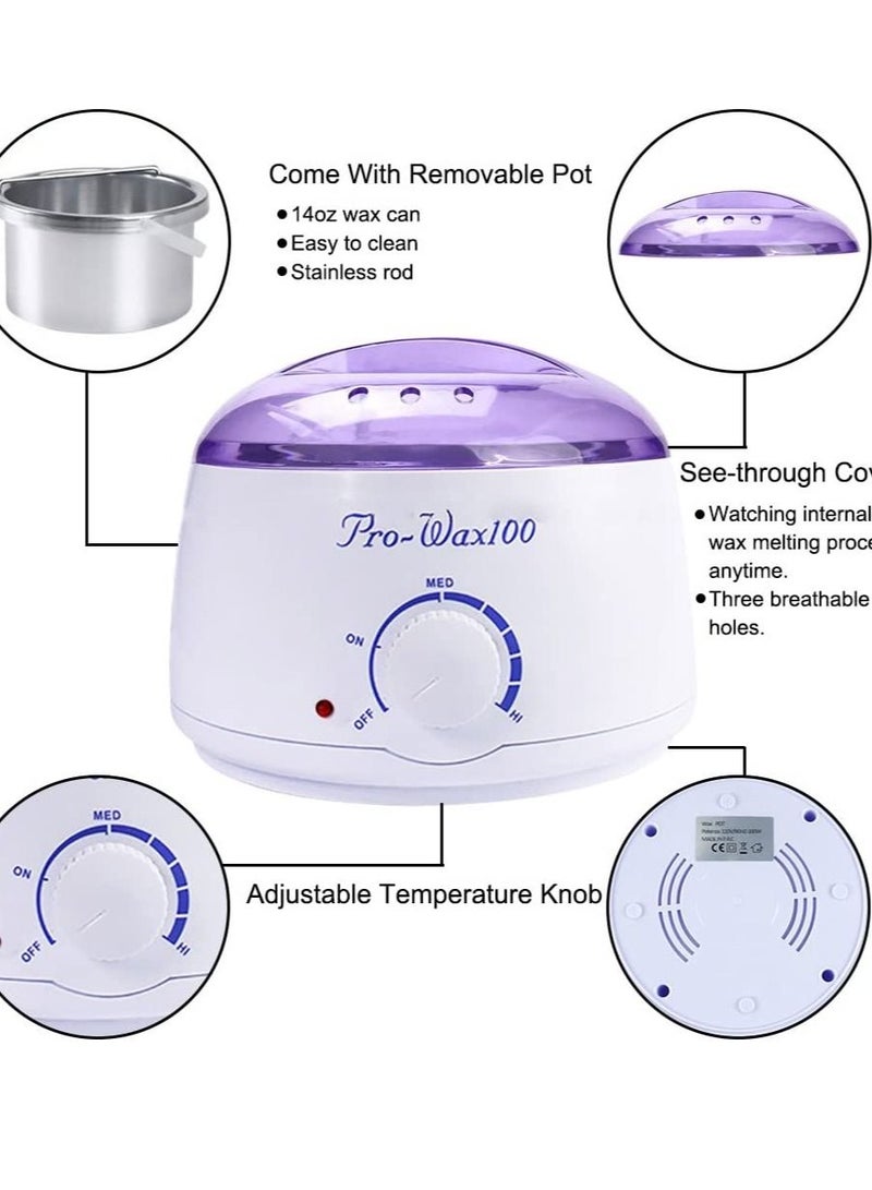 Pro Wax 100 طقم إزالة الشعر الكهربائي المحمول للوجه والجسم للواكس في السبا أو الواكس الذاتي في المنزل للفتيات والنساء والرجال أبيض/بنفسجي - Image 4
