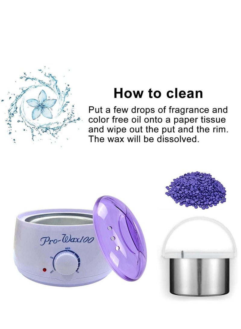 Pro Wax 100 طقم إزالة الشعر الكهربائي المحمول للوجه والجسم للواكس في السبا أو الواكس الذاتي في المنزل للفتيات والنساء والرجال أبيض/بنفسجي - Image 5