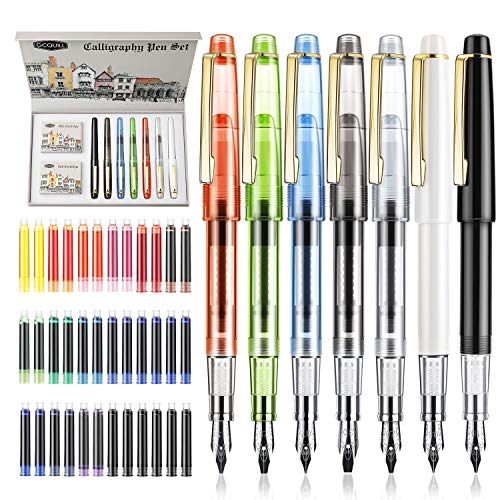 GC QUILL Calligraphy Set Fountain Pens 7 Different Size Nibs and 36 Assorted Ink Cartridges Kit for Calligraphy Lettering - Complete Easy Learning Set for Beginners F736 - Image 1