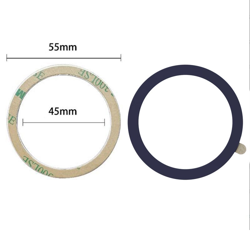 TENOC Universal Metal Ring Sticker for Magnetic Charger Compatible with iPhone/Samsung/Android All Cellphones, Magnetic Mount/Phone Holder Conversion Accessories, 3Pcs, Navy Blue - Image 2