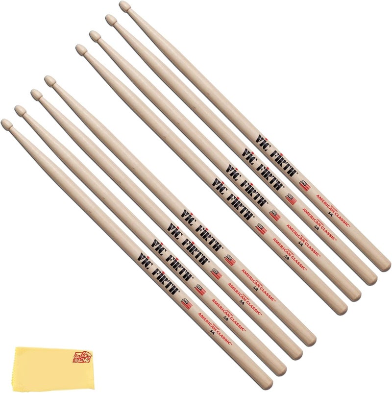 فيك فيرث حزمة 4 مقابل 3 من أعواد الطبل Vic Firth American Classic - 5A - طرف خشبي - Image 1