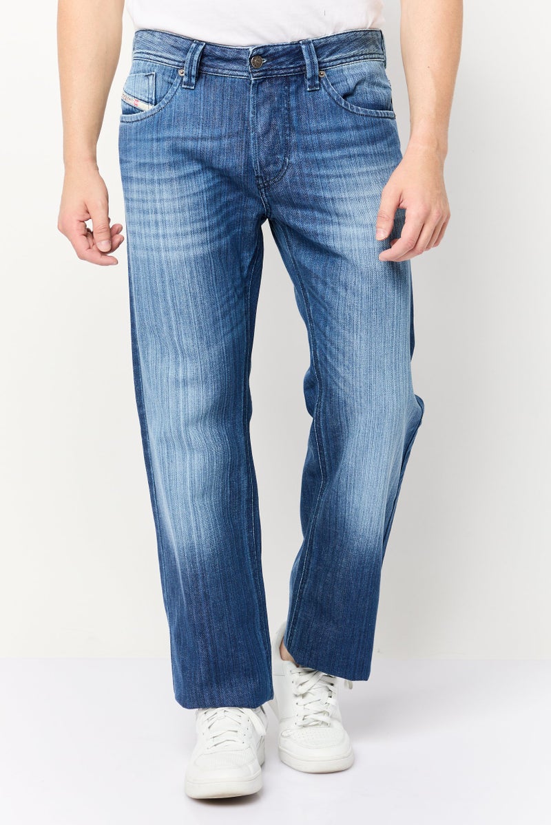 DIESEL جينز رجالي ماركي بقصة مستقيمة مغسول بدون مرونة، أزرق - Image 1