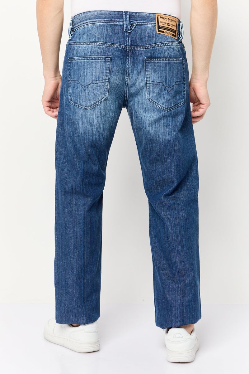 DIESEL جينز رجالي ماركي بقصة مستقيمة مغسول بدون مرونة، أزرق - Image 4