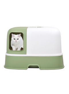 NNC PETS Enclosed cat litter box for cats, Durable cat litter box with Corridor type, Drawer design, Portable handle, Deodorant filter, and Litter scoop, Easy to clean 58 cm (Green)  - Image 1